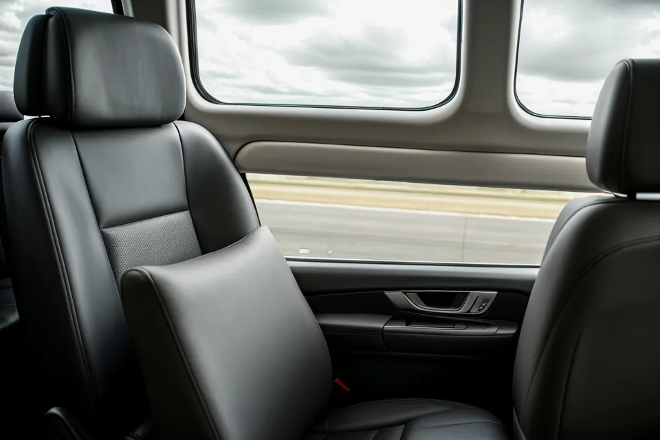 A person checking their rental car insurance policy on a smartphone inside the vehicle.