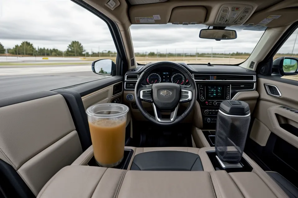 Sales rep's travel notebook and rental car keys on a dashboard, tracking airport rental booking strategies across Mountain West trips