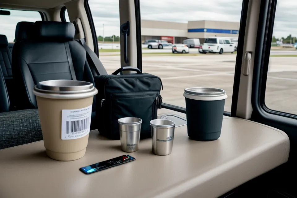 Suburban off-airport rental car branch viewed from the driver's seat, part of a Mountain West airport rentals booking strategy