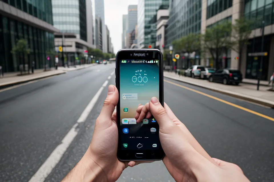 A person holding a smartphone with a Trip.com car rental confirmation.
