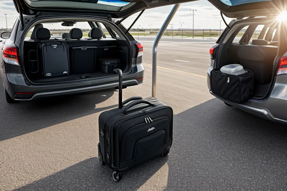 Travel expense management on the road: comparing a rental confirmation against an aggregator's screenshot on a hotel desk