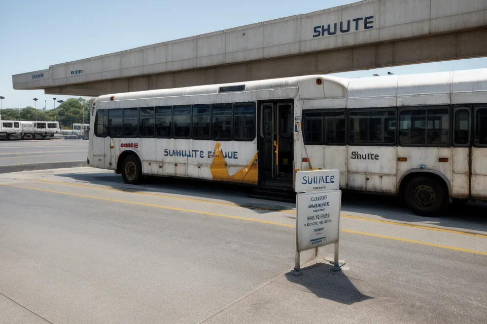 The common shuttle bus stop for the Phoenix Rental Car Center.