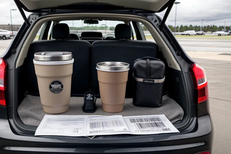 Rental car key and paperwork on the counter after declining the collision damage waiver upsell