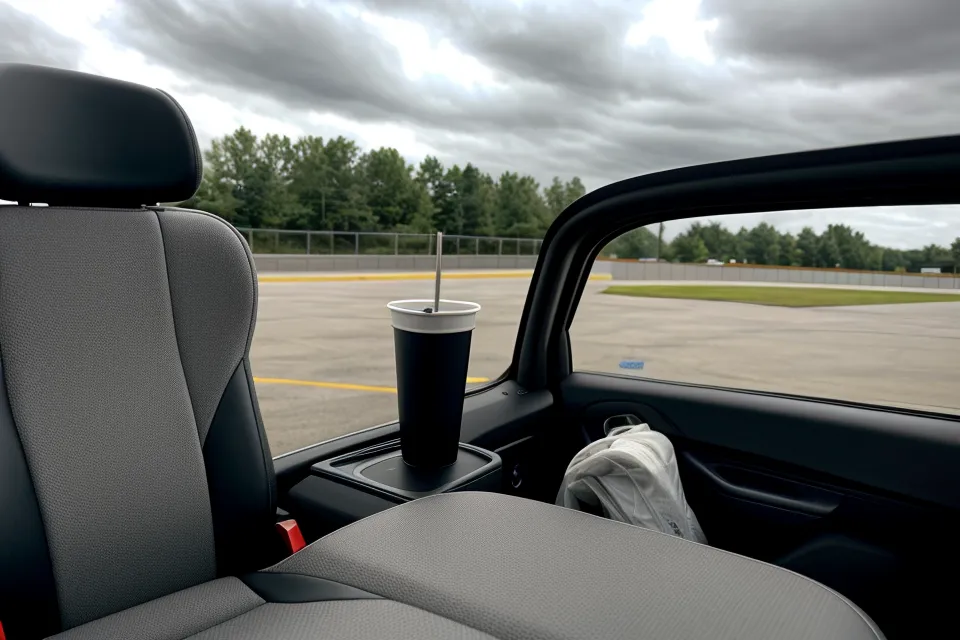 Rental car fuel gauge decision at a Southwest airport, business travel prepaid fuel tip