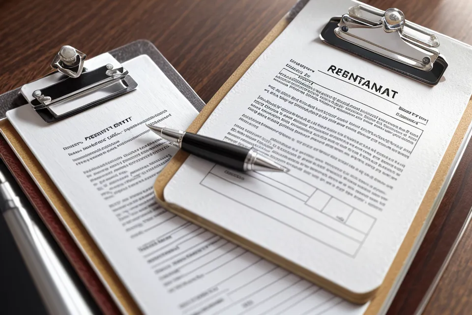 Close-up of a rental car agreement being signed at an airport counter.