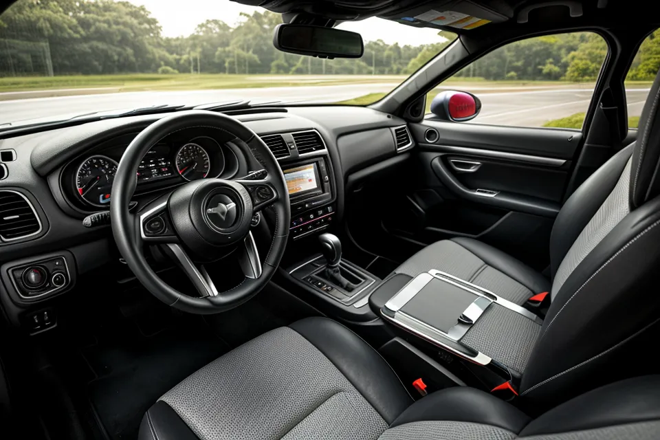 A rental car agreement on a clipboard resting on a car steering wheel.
