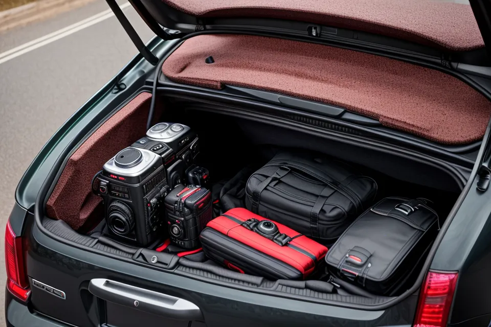 A cramped rental car trunk filled with photography gear and red Utah dust.