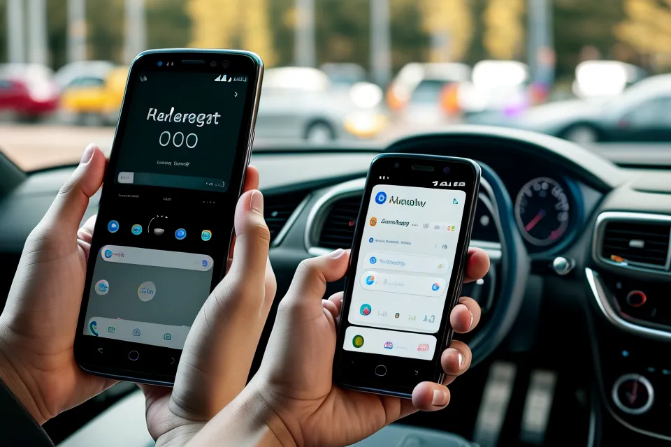 Discover Cars search results on a phone, comparing airport car rental rates before a Southwest business trip